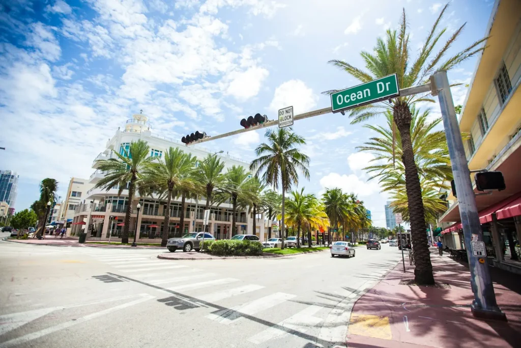 Crosswalk on Ocean Drive in Miami Beach